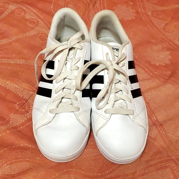 Adidas Neo Cloudfoam Shoes Women's 9 White with Black Stripes - Picture 3 of 5